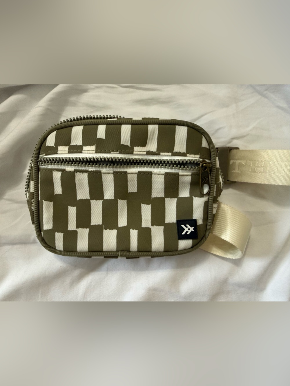 Thread Olive & White Patterned Crossbody Bag